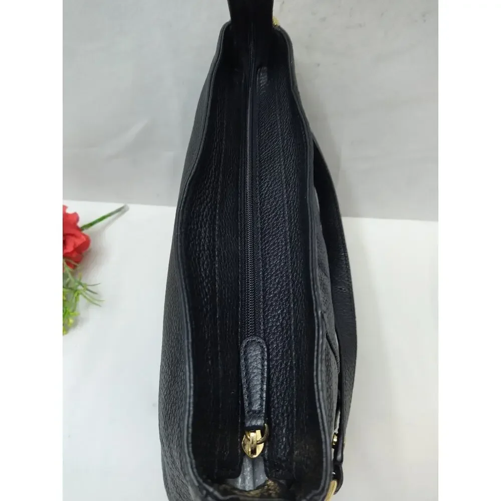 Michael Kors Black Pebbled Leather Zipper Pockets Chain Strap Hobo Shoulder Bag - Picture 6 of 16